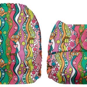 Pink Orange Colorful Cats OS Pocket Cloth Diaper by Mama Koala Cloth Diapers